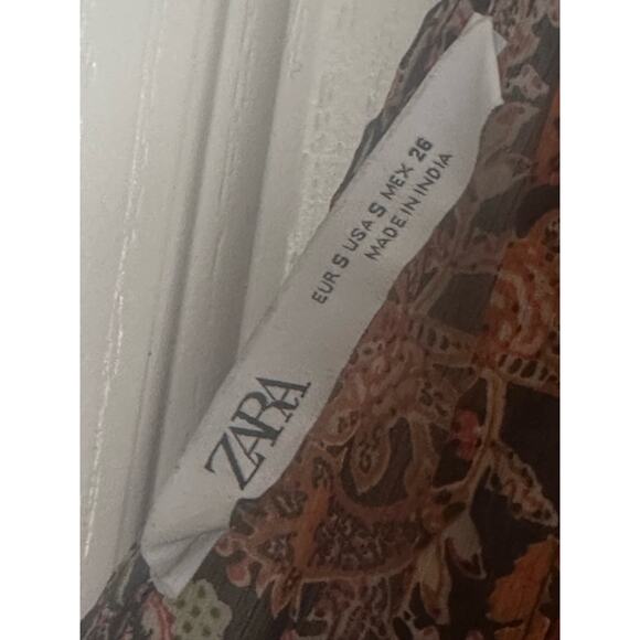 Zara Dress Boho Floral Chiffon Midi Ruffle Flutter Sleeves Size Small - Picture 7 of 9